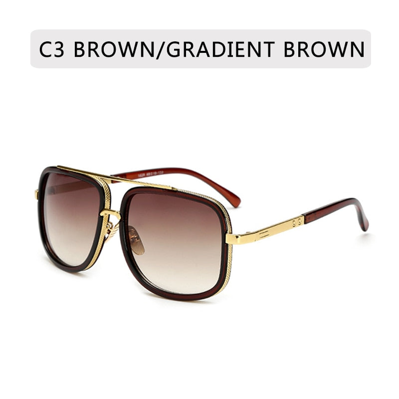 Fashion Brand Mirrored Retro Vintage Square Designer Shades Unisex Sunglasses
