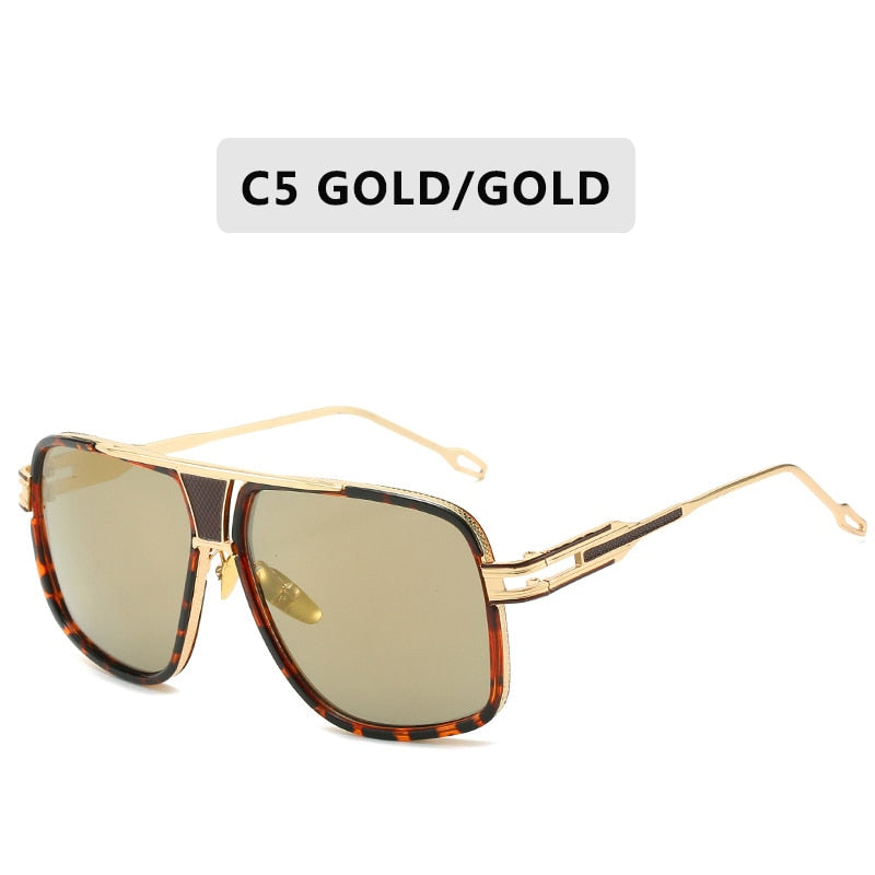 Fashion Brand Mirrored Retro Vintage Square Designer Shades Unisex Sunglasses