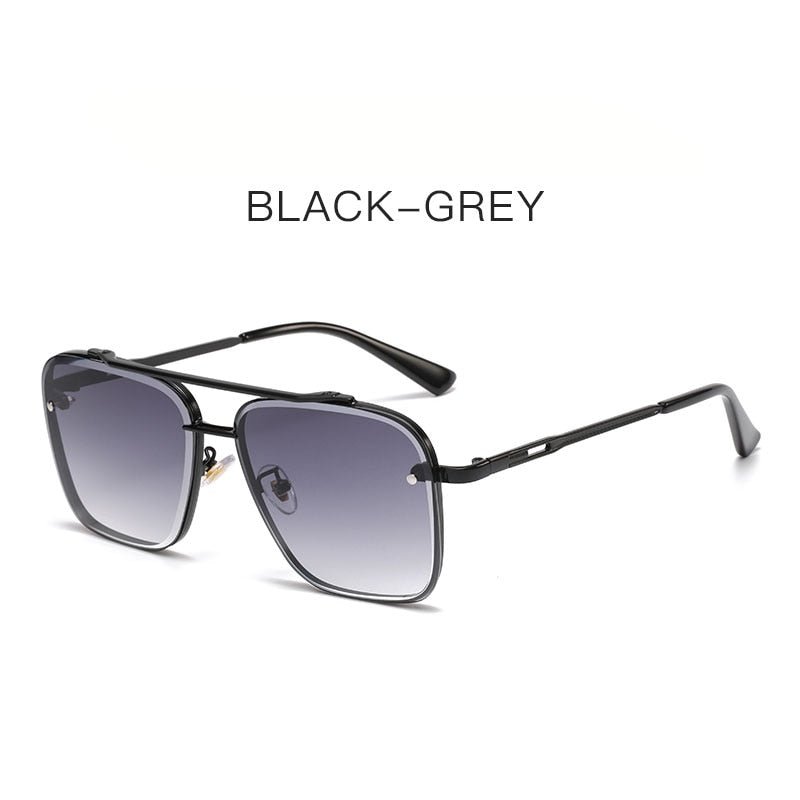 Square Men's Luxury Brand Designer Metal Vintage Pilot Shades Eyewear Sunglasses