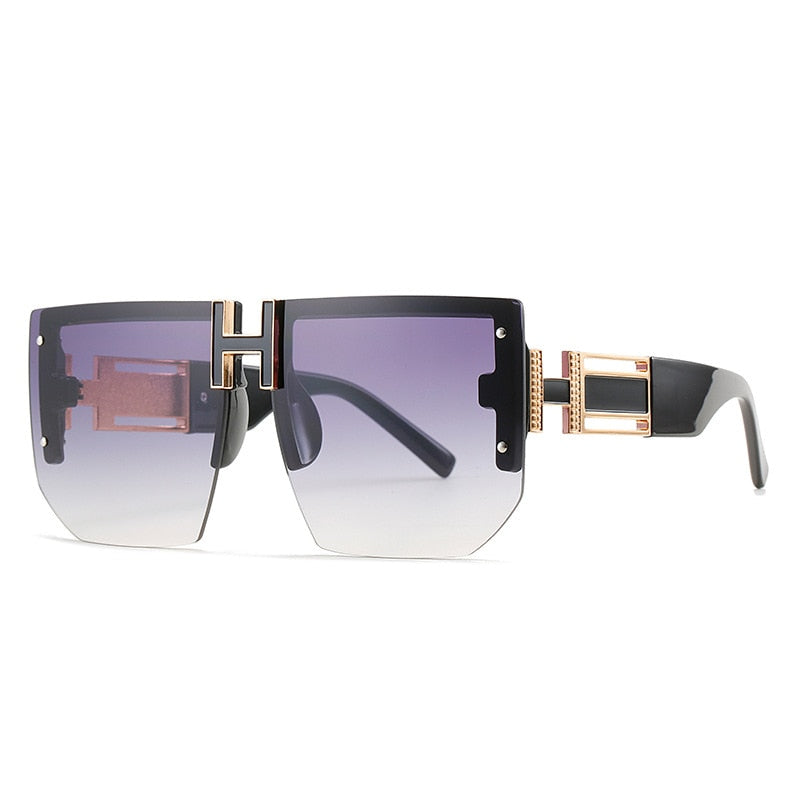 Rimless Oversized Women Men Fashion Vintage Square Flat Top Sun Glasses Shades UV400 Sunglasses