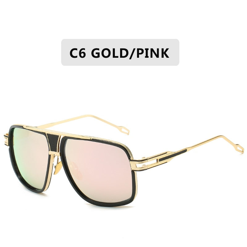 Fashion Brand Mirrored Retro Vintage Square Designer Shades Unisex Sunglasses