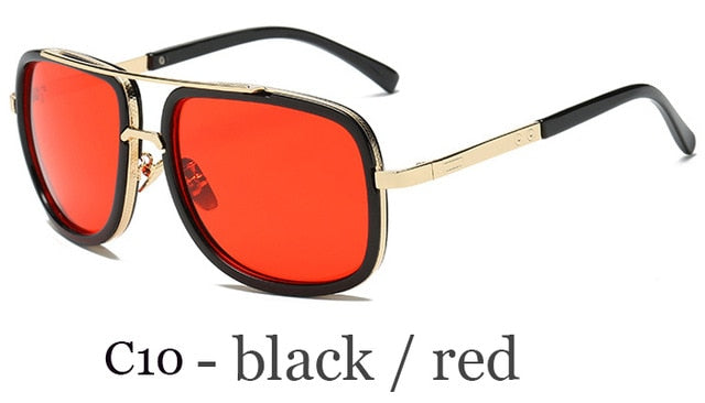 Fashion Brand Mirrored Retro Vintage Square Designer Shades Unisex Sunglasses
