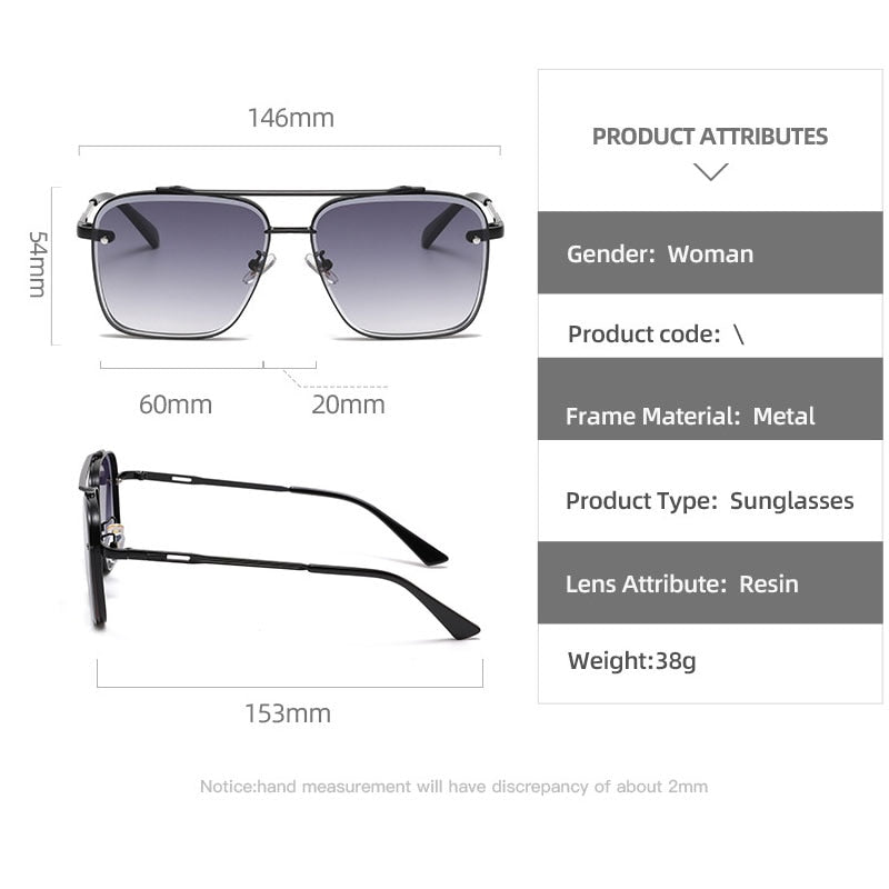Square Men's Luxury Brand Designer Metal Vintage Pilot Shades Eyewear Sunglasses