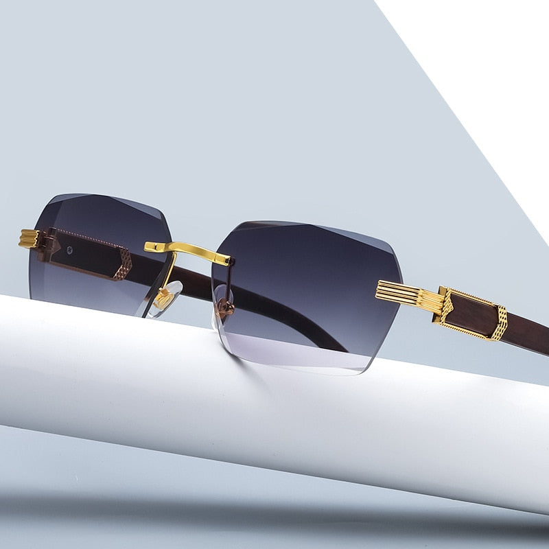 Luxury Rimless Square Brand Designer Frameless Gradient Fashion Vintage Women's Men's Sunglasses