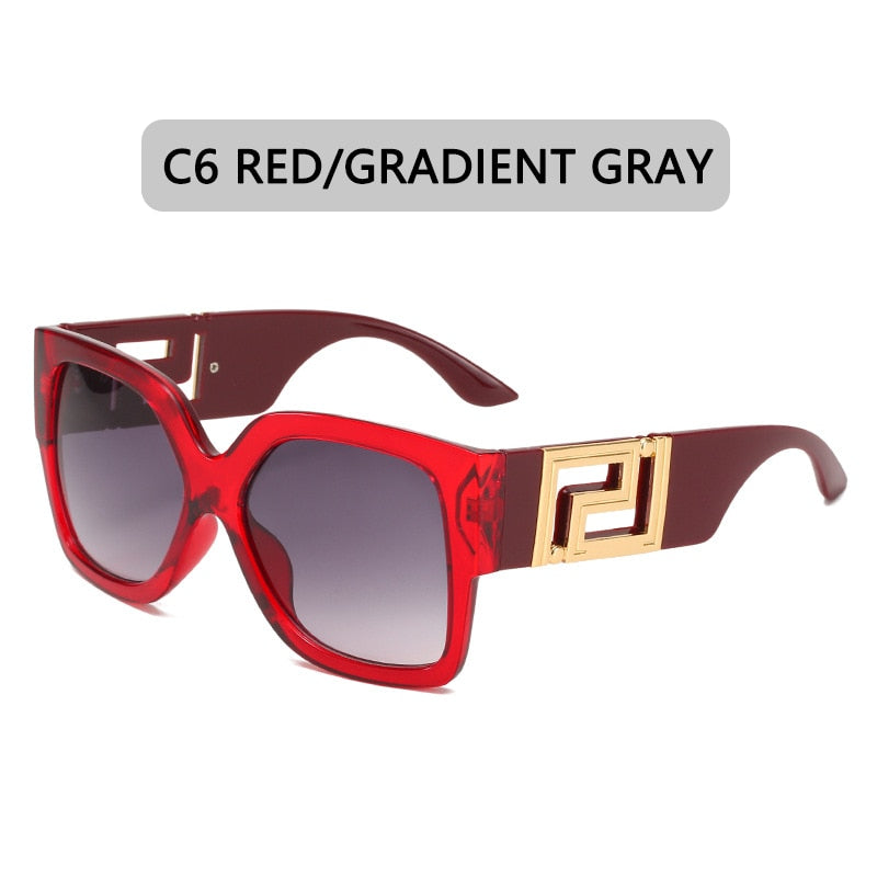 Square Men's Women Luxury Vintage Rectangle Gradient Clear Mirror Sunglasses