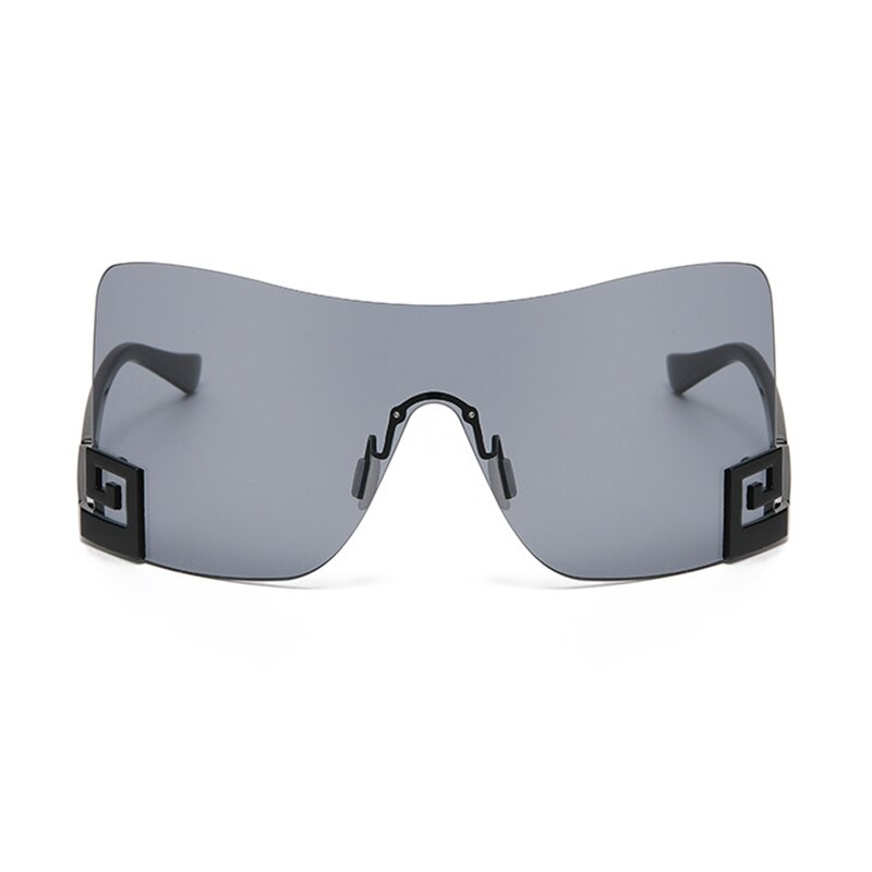 Luxury Oversized Rimless Women Men's Vintage Punk Trendy One Piece Eyewear Sunglasses