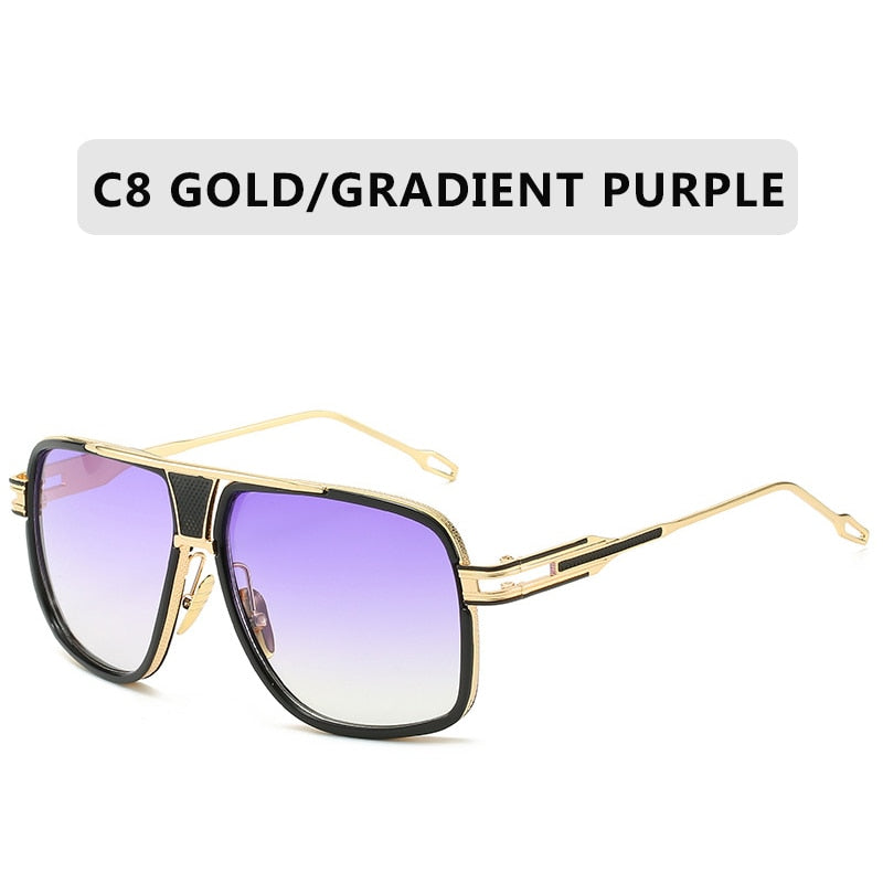 Fashion Brand Mirrored Retro Vintage Square Designer Shades Unisex Sunglasses