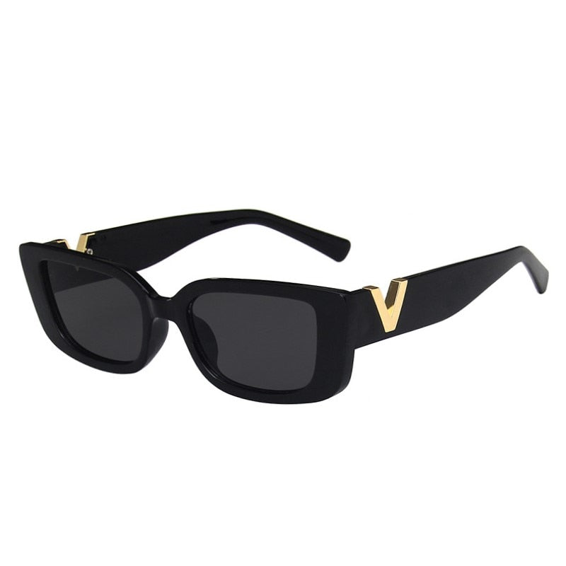 Retro Rectangle Women's Vintage Small Frame Classic Black Square Sunglasses