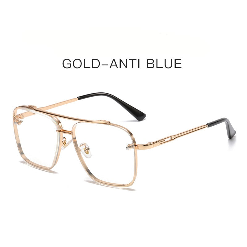 Square Men's Luxury Brand Designer Metal Vintage Pilot Shades Eyewear Sunglasses