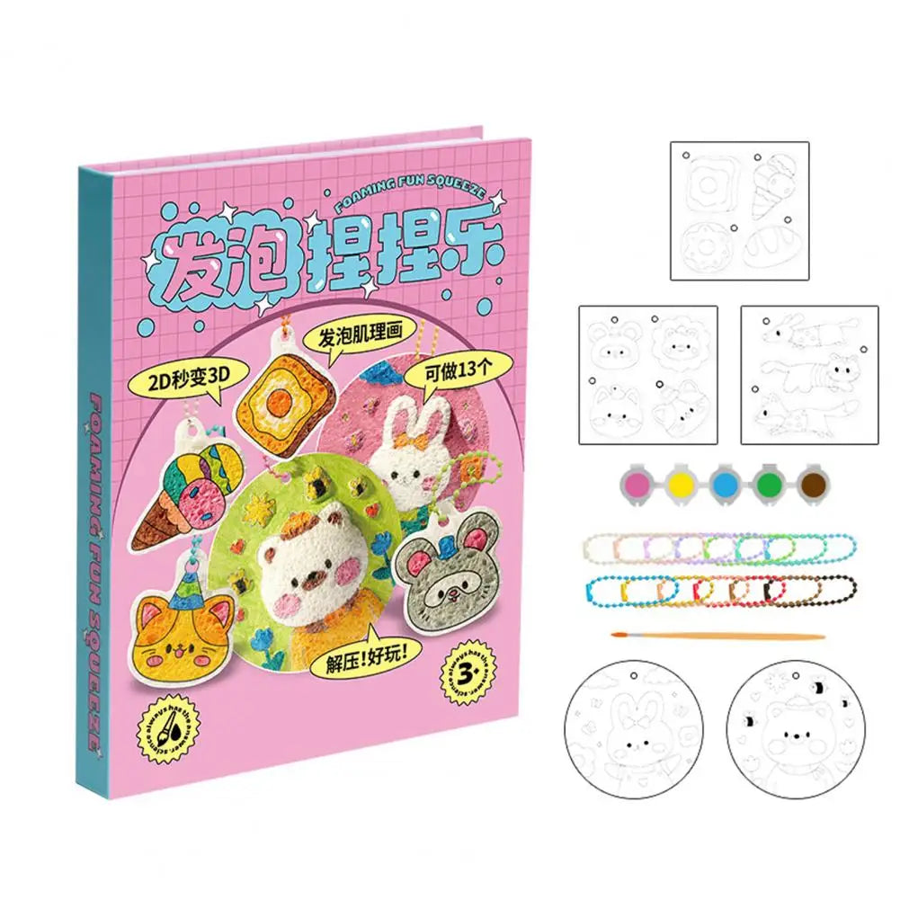 1 Set DIY Rainbow Scratch Painting Kit with Paints Pens Scraper Sticker Educational Rainbow Scratch Art Paper Toy Gift