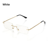 Rectangle Rimless Square Vintage Glasses Luxury Design Unisex Retro Frame Gradient UV400 Eyewear Sunglasses