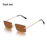 Rectangle Rimless Square Vintage Glasses Luxury Design Unisex Retro Frame Gradient UV400 Eyewear Sunglasses