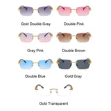 Luxury Rimless Square Brand Designer Frameless Gradient Fashion Vintage Women's Men's Sunglasses