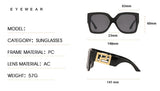 Square Men's Women Luxury Vintage Rectangle Gradient Clear Mirror Sunglasses