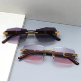 Luxury Rimless Square Brand Designer Frameless Gradient Fashion Vintage Women's Men's Sunglasses