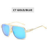 Fashion Brand Mirrored Retro Vintage Square Designer Shades Unisex Sunglasses