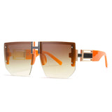 Rimless Oversized Women Men Fashion Vintage Square Flat Top Sun Glasses Shades UV400 Sunglasses