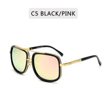 Fashion Brand Mirrored Retro Vintage Square Designer Shades Unisex Sunglasses
