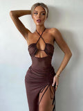 Sleeveless Midi Backless Dresses Slim Party Women's Bodycon Dress