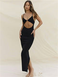 Backless Suspender Elegant Party Women Sleeveless V-Neck Cutout Bodycon Mini Sundress Beach Dress