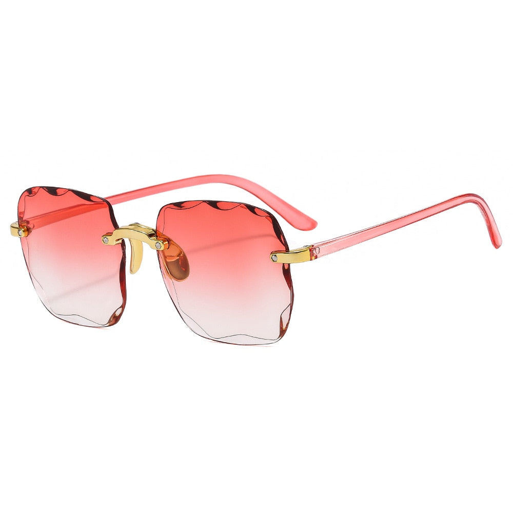 Square Sunglasses Women's Gradient Mirror Frameless Classic Vintage Oversized Rimless Sunglasses