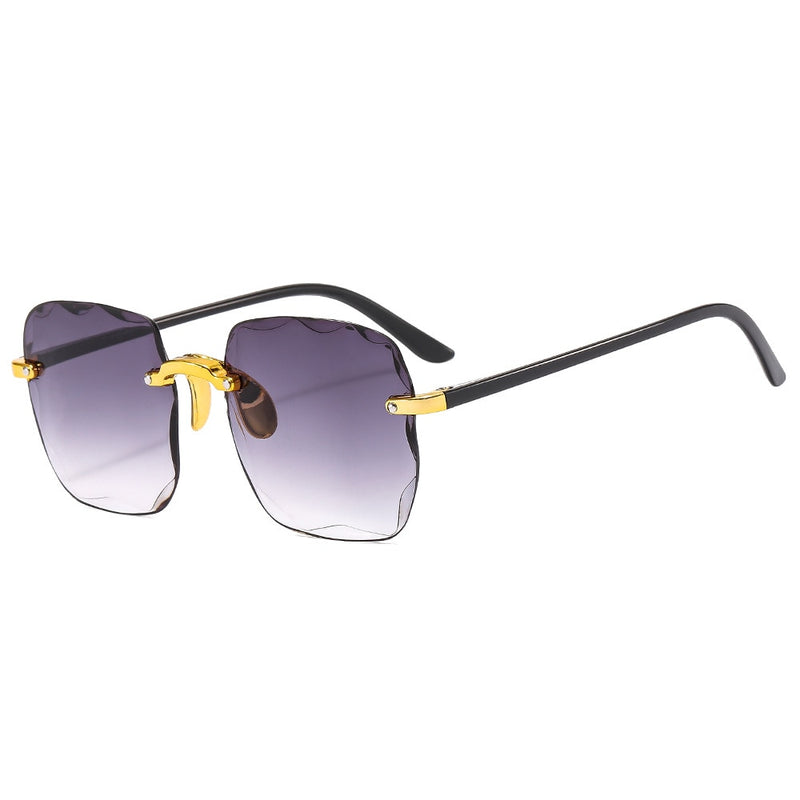 Square Sunglasses Women's Gradient Mirror Frameless Classic Vintage Oversized Rimless Sunglasses
