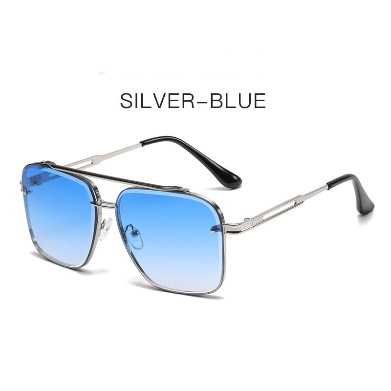 Square Men's Luxury Brand Designer Metal Vintage Pilot Shades Eyewear Sunglasses