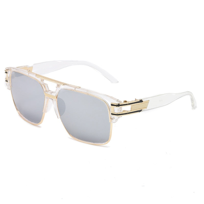 Luxury Men's Glamour Fashion Mirrored Retro Vintage Square Designer Shades Sunglasses